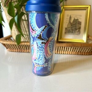 Lilly Pulitzer Starfish Travel Cup With Lid Blue 16 Ounces